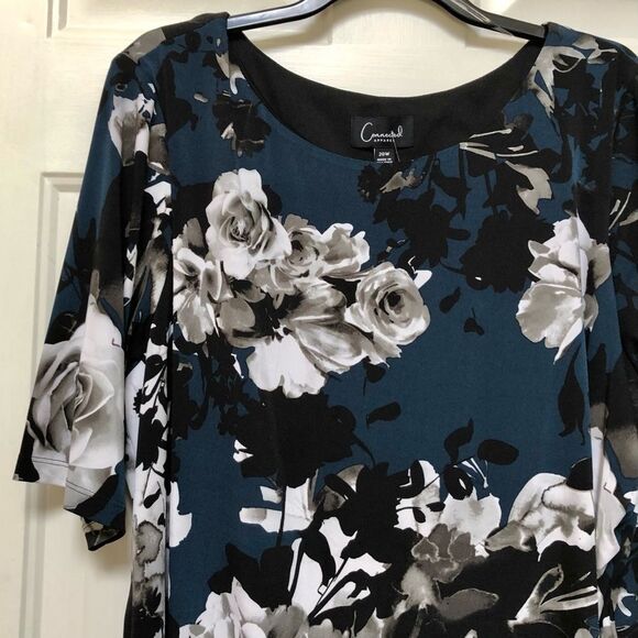 CONNECTED APPAREL WOMEN'S PLUS SIZE 20W ELBOW SLEEVE FLORAL PRINT SHEATH DRESS - Picture 8 of 9